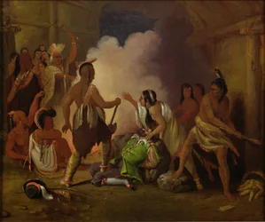 Pocahontas rettet Kapitän John Smith das Leben, ca. 1836-40